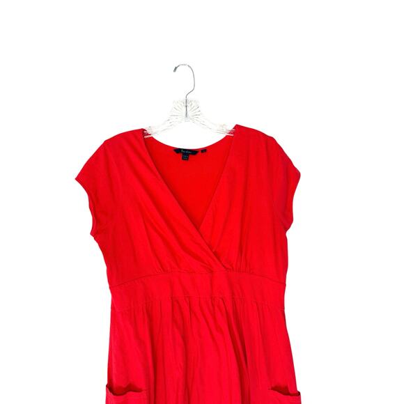 Boden Plus Basic Casual Everyday Red V-Neck Short Sleeve Cotton Dress Size 16 - Picture 5 of 11